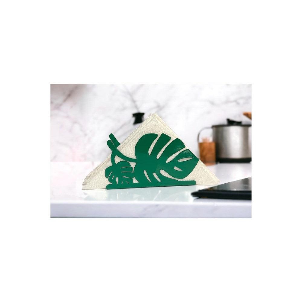 Decorelax Palmiye Yaprağı Temalı Yeşil Metal Peçetelik