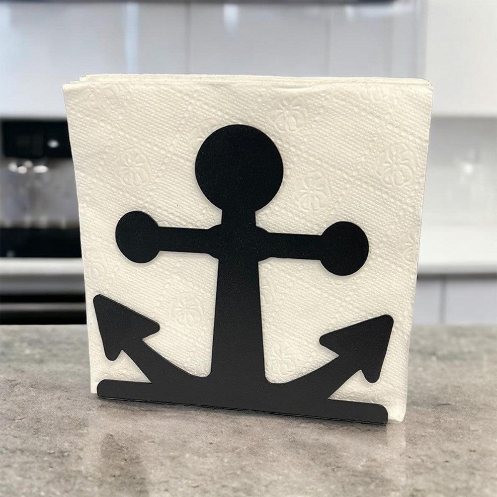 Decorelax Çapa Temalı Siyah Metal Peçetelik