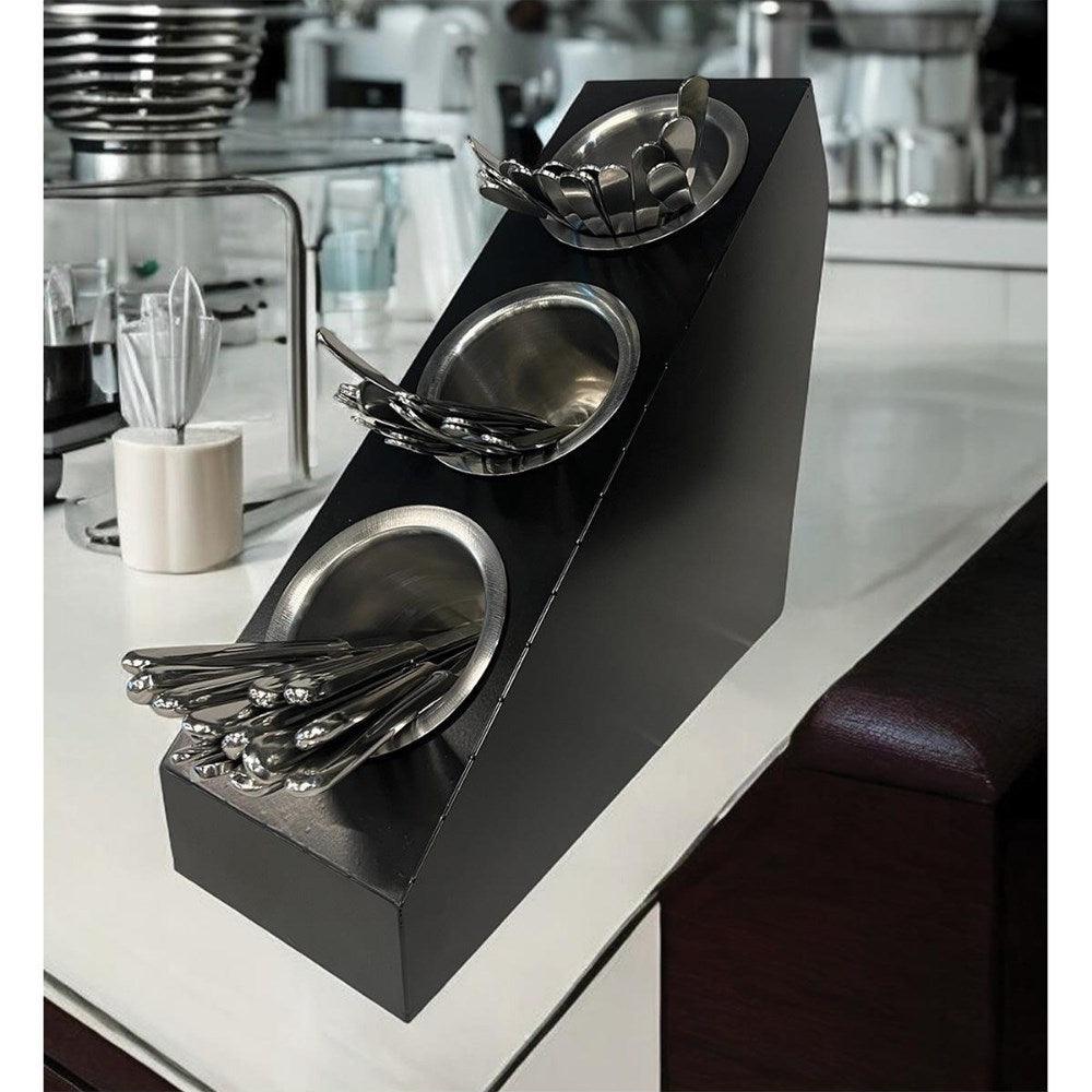 Decorelax 3 Katlı Pipetlik Karıştırıcı Şeker Çatal Bıçak Kaşıklık Organizer Kafe Restoran Ürün Düzen - Mutbaka