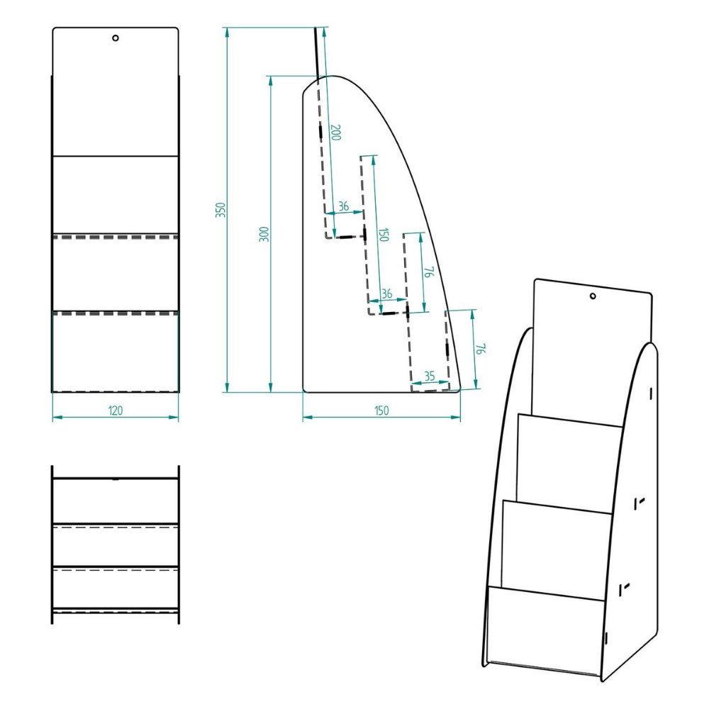 Decorelax 3 KATLI METAL BROŞÜRLÜK , A6 BROŞÜRLÜK,OFİS BROŞÜRLÜK , FUAR DAVETİYE STANDI,BİLGİLENDİRME - Mutbaka