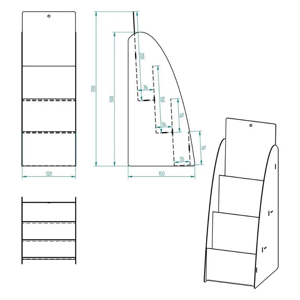 Decorelax 3 Katlı Metal Broşürlük Ve Davetiye Standı