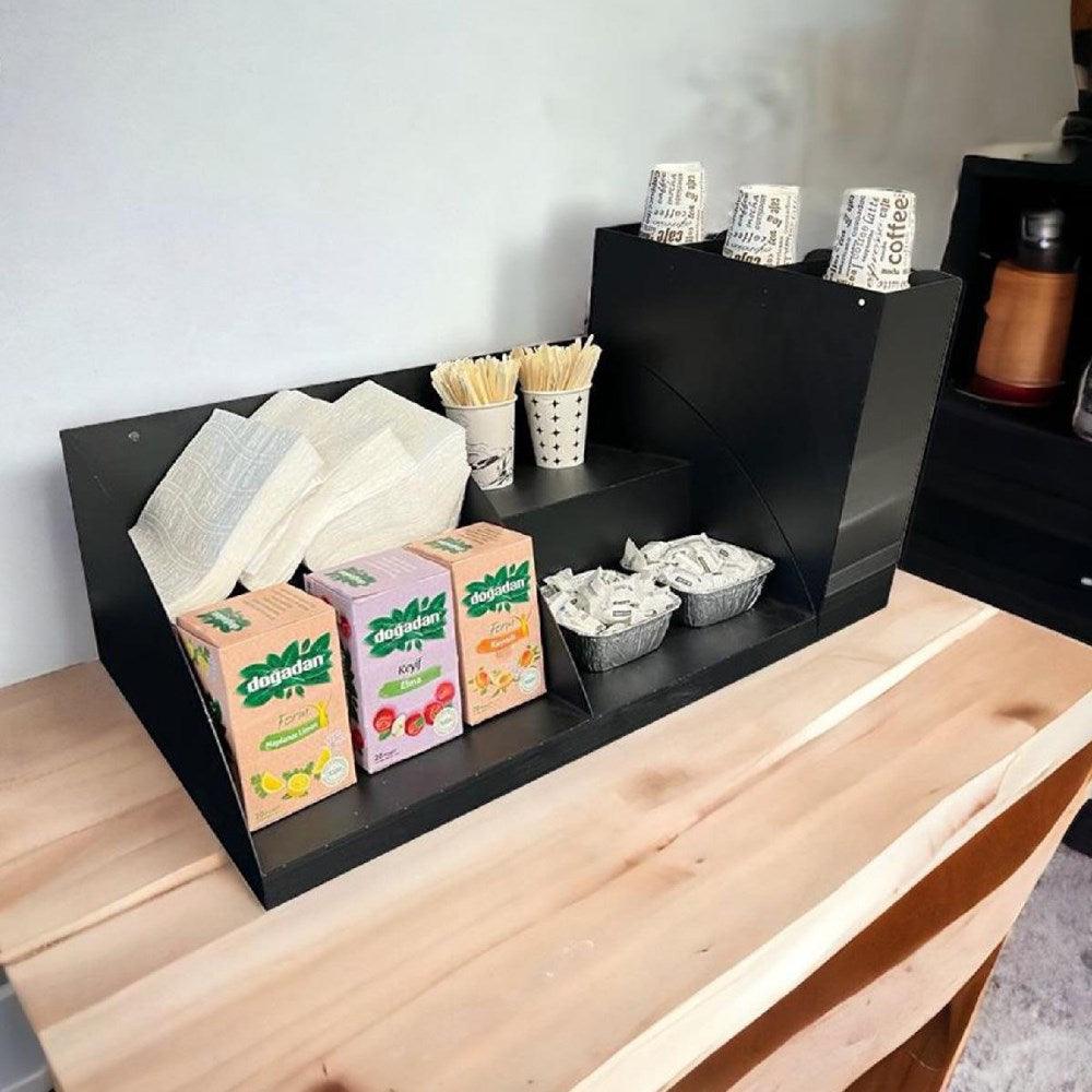 Decorelax Çay & Kahve + 3 Bölmeli Karton Bardaklık Organizer Stand Set