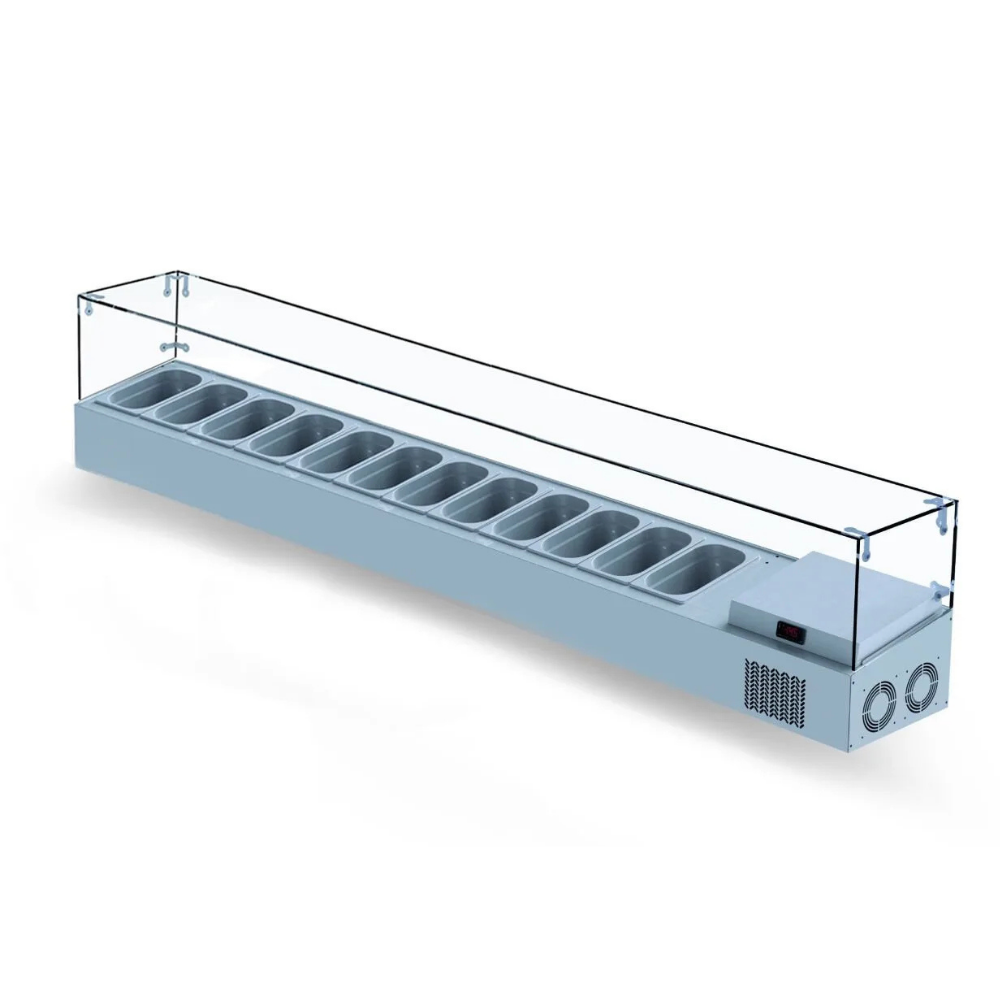 Iceinox VTP 200 PL Set Üstü Saladbar, Pleksi Kapaklı, 10 GN Kapasiteli