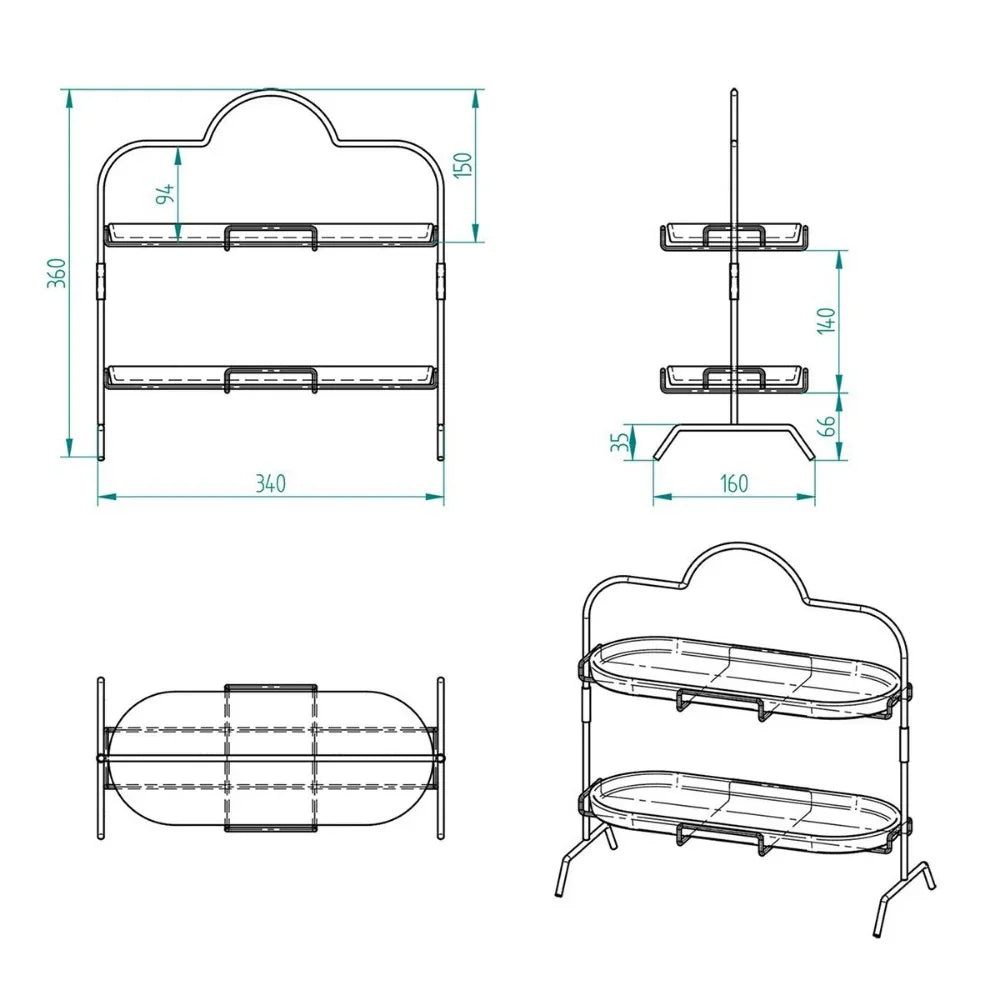 Decorelax 202102900205 2 Katlı Beyaz Gümüş Zemin Mermer Desenli Melamin 13x32cm Metal Sunum Standı