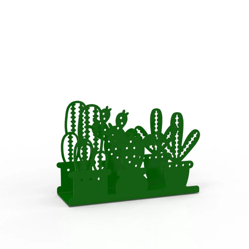 185 Kaktüs Temalı Yeşil Metal Peçetelik