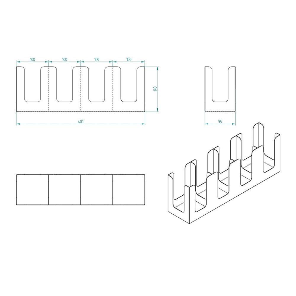 Decorelax 14 Oz Kapasiteli 4 Bölmeli Metal Karton Bardaklık - Kahve Dükkanları ve HORECA İçin Mükemm - Mutbaka
