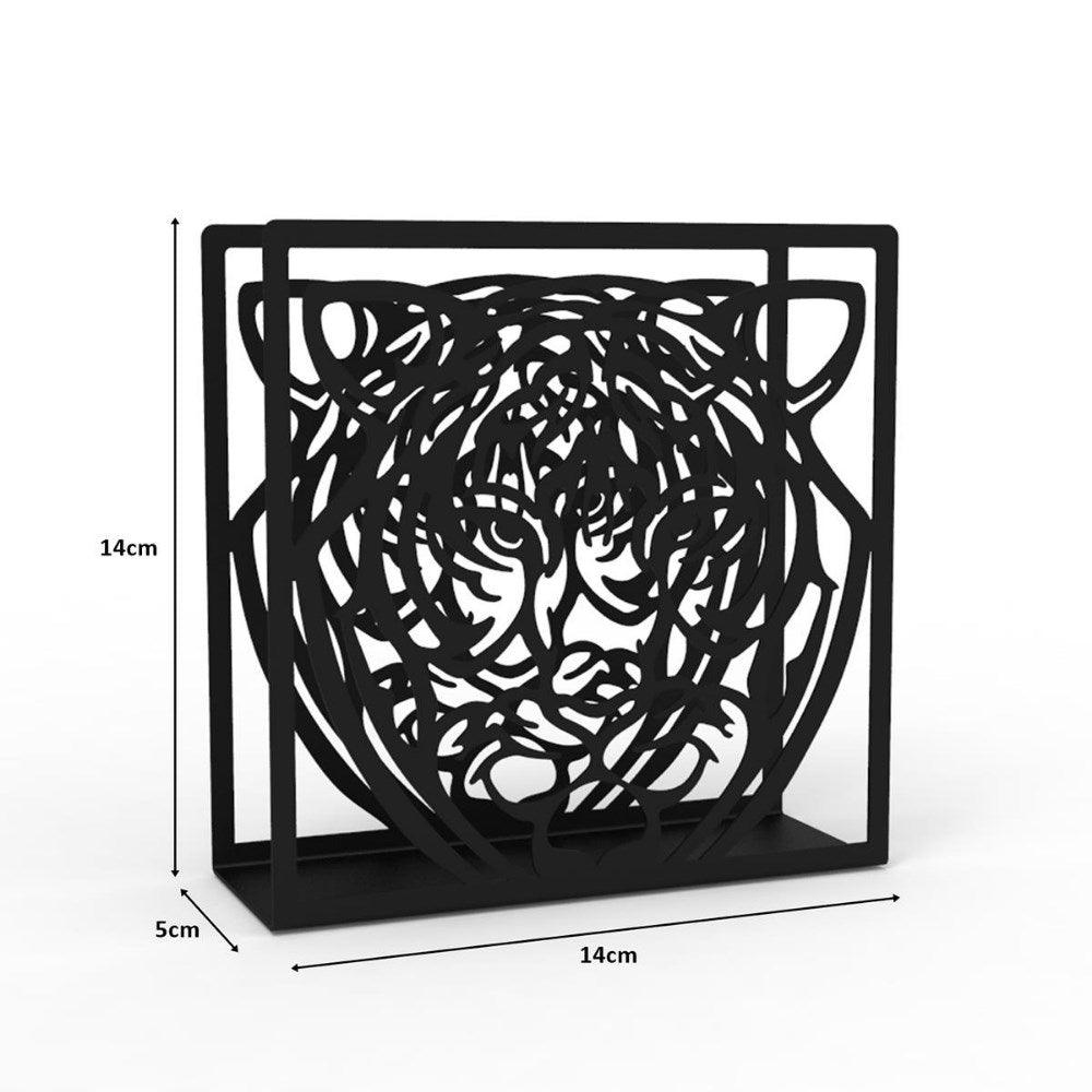 Decorelax Kaplan Temalı Siyah Metal Peçetelik