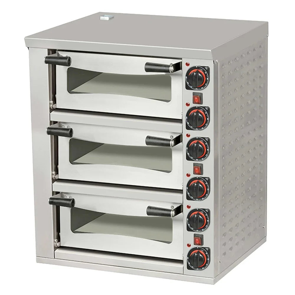 Omake FPZ01.E31.0403 Üçlü Katlı Pizza Fırını, 39 cm x 3 Pizza Kapasiteli, Elektrikli - Mutbaka Endüstriyel Mutfak Ekipmanları