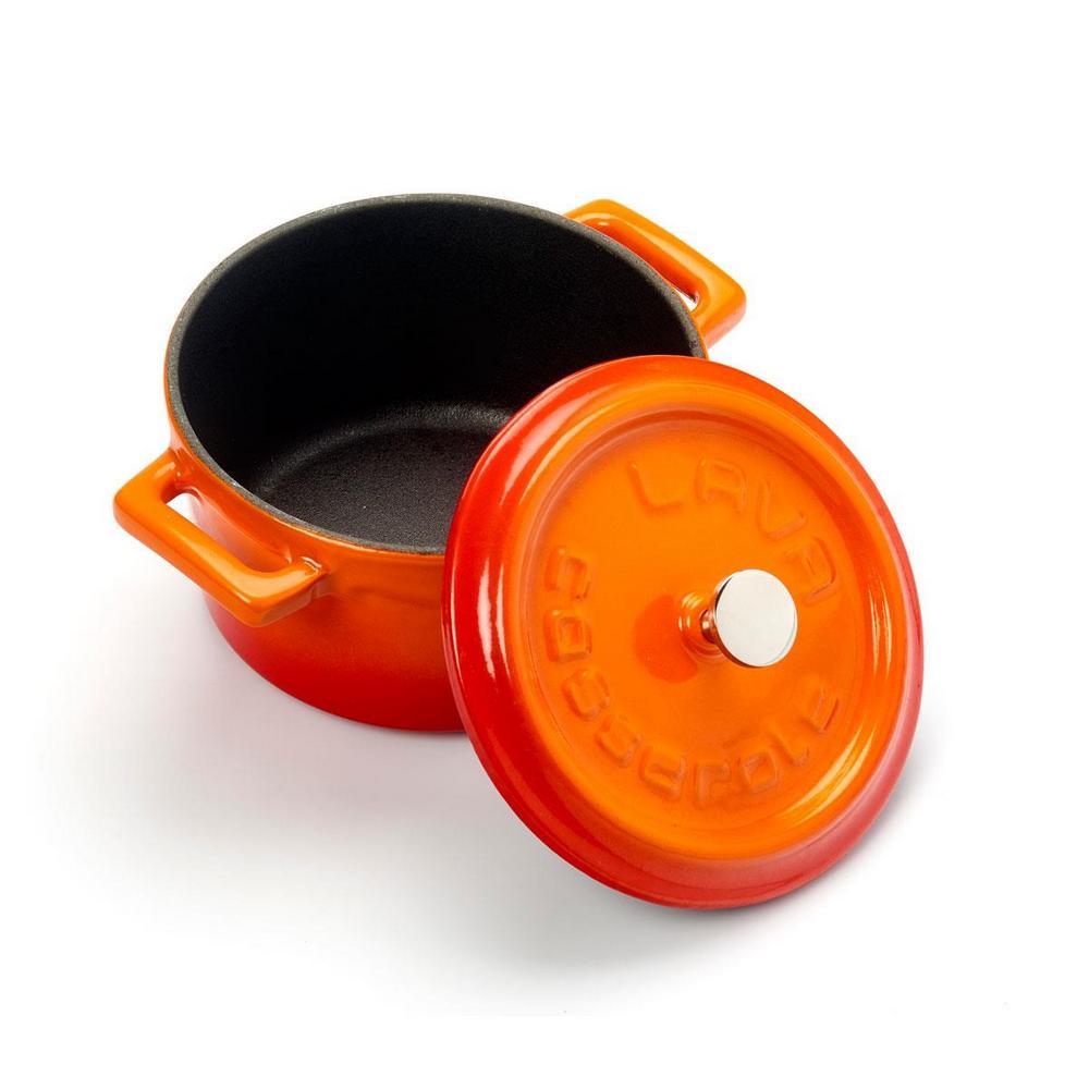 Lava Döküm Mini Tencere Trendy Serisi 10 cm Turuncu - Mutbaka
