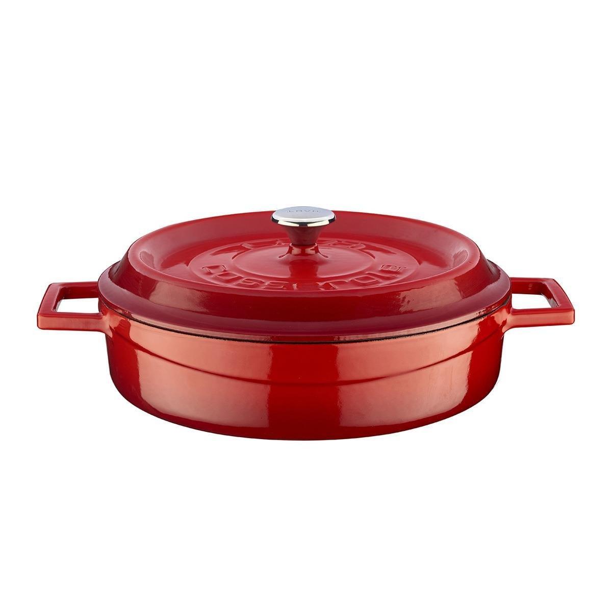 Lava Çok Amaçlı Yayvan Döküm Tencere Trendy Serisi 24 cm Kırmızı - Mutbaka