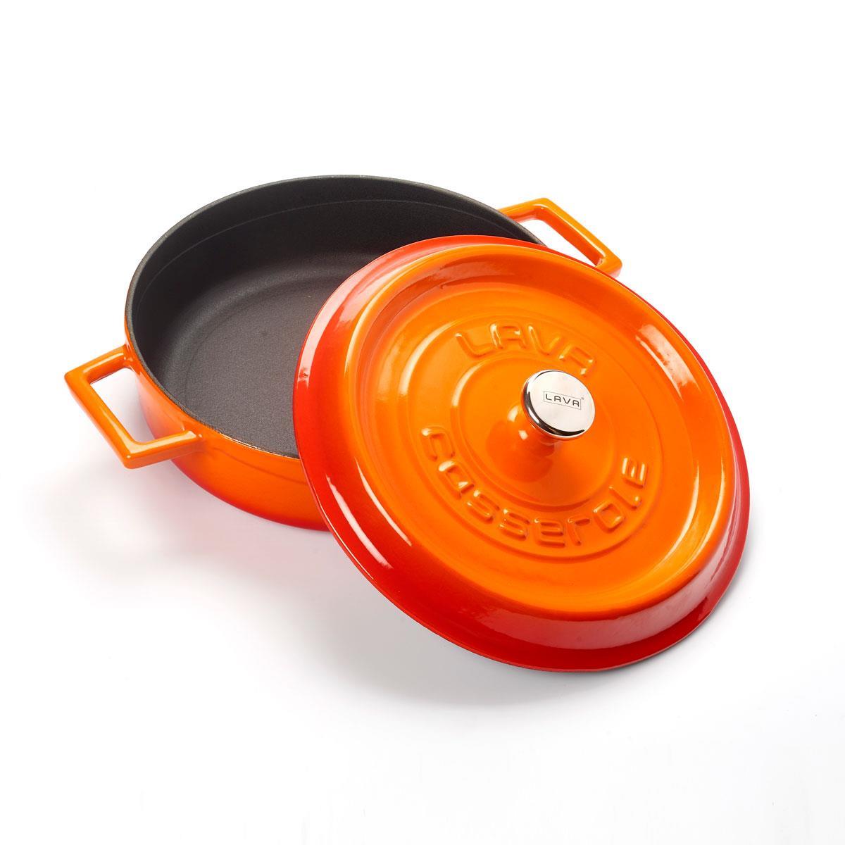 Lava Çok Amaçlı Yayvan Döküm Tencere Trendy Serisi 24 cm Turuncu - Mutbaka