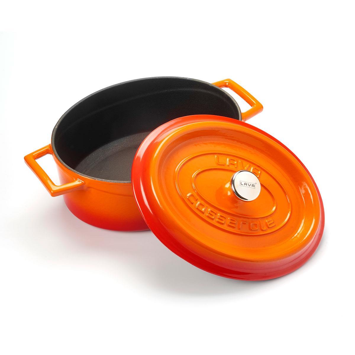 Lava Oval Döküm Tencere Trendy Serisi 21x25 cm Turuncu - Mutbaka