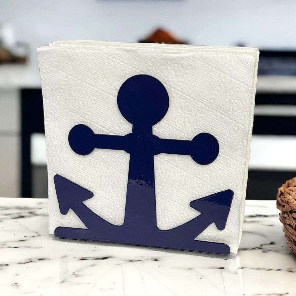 Decorelax Çapa Temalı Mavi Metal Peçetelik