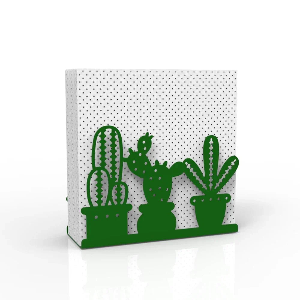 185 Kaktüs Temalı Yeşil Metal Peçetelik