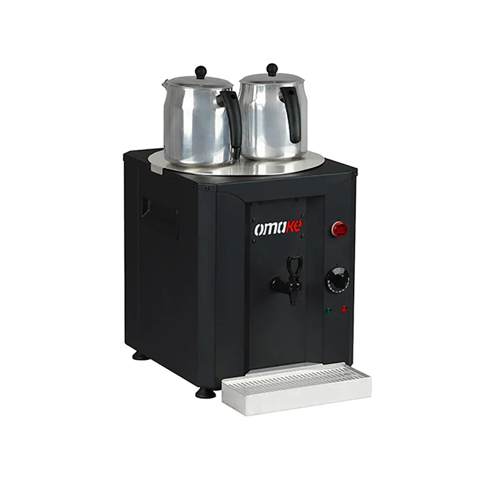 Omake CAY01.E11.0023 Çay Makinesi, 2 Demlikli Elektrikli, 23 L, Siyah - Mutbaka Endüstriyel Mutfak Ekipmanları