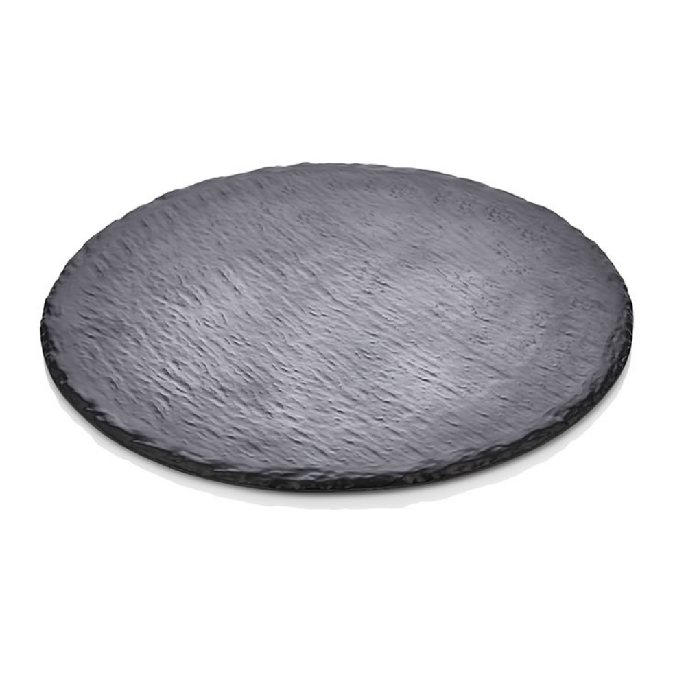 Atlasform S397 Ayaklı Yuvarlak Kaya Yüzey Sunum Tepsisi, 30 cm, Siyah