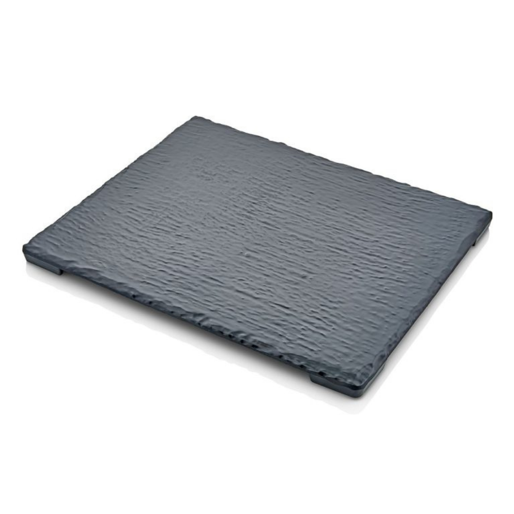 Atlasform S392 Ayaklı Kaya Yüzey Sunum Tepsisi, 32x26 cm, Siyah