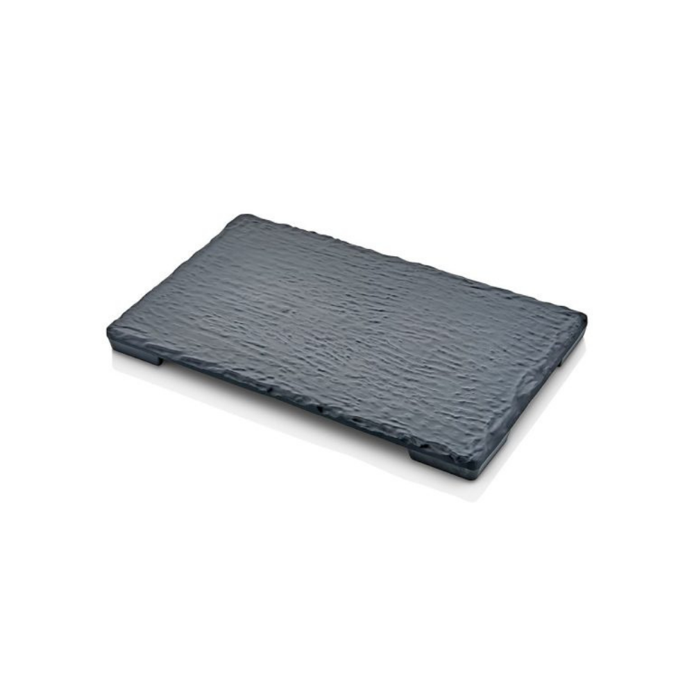 Atlasform S390 Ayaklı Kaya Yüzey Sunum Tepsisi, 26,5x16 cm, Siyah