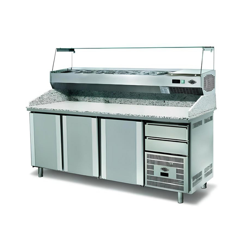 Empero EMP.210.80.02 Granit Tezgahlı Buzdolabı + Salata Barı (3 Kapılı)