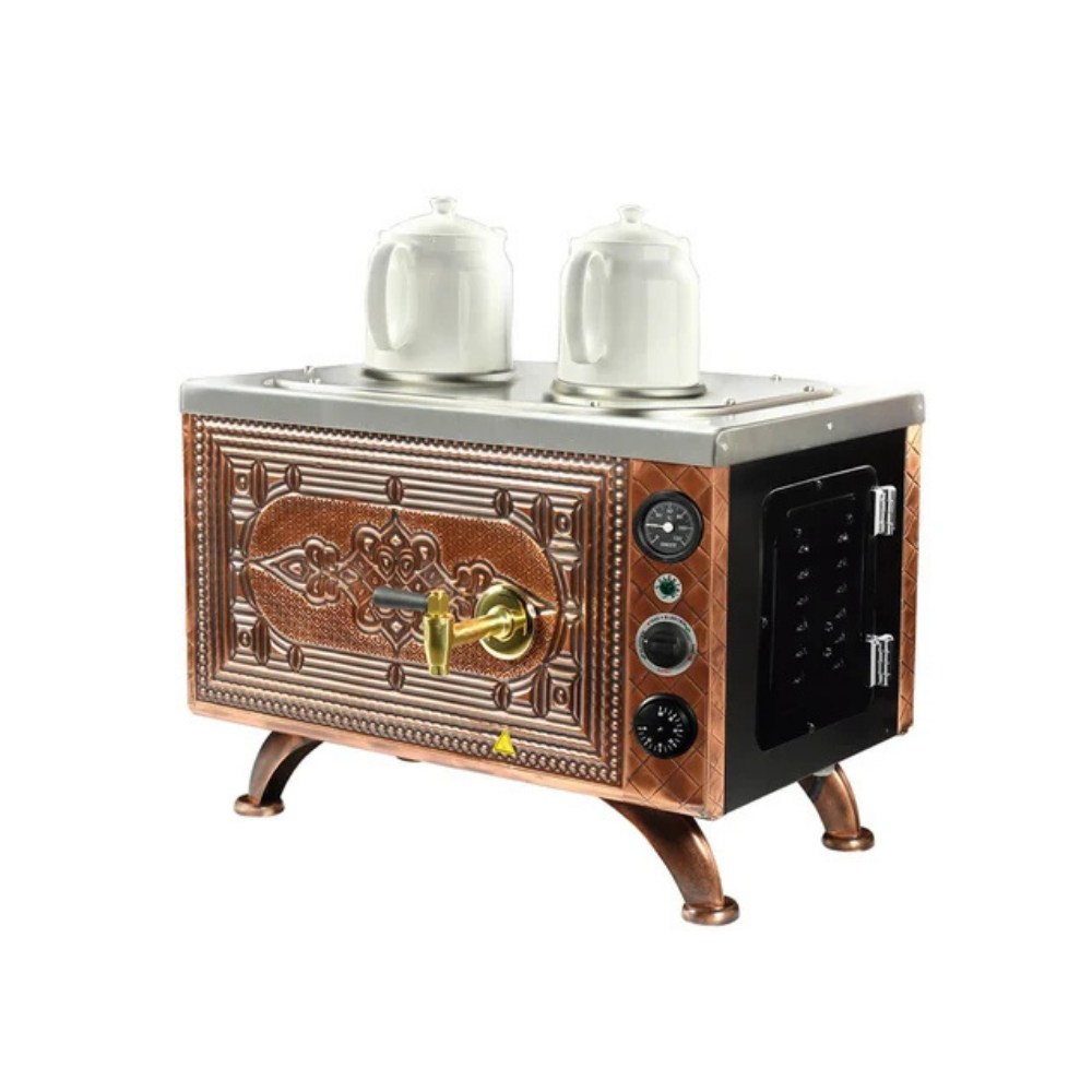 Ateşe EAE2 Efes Analog Elektrikli Çay Kazanı, Elektrikli, 2 Demlik Kapasiteli, Retro (Bakır Kaplama)