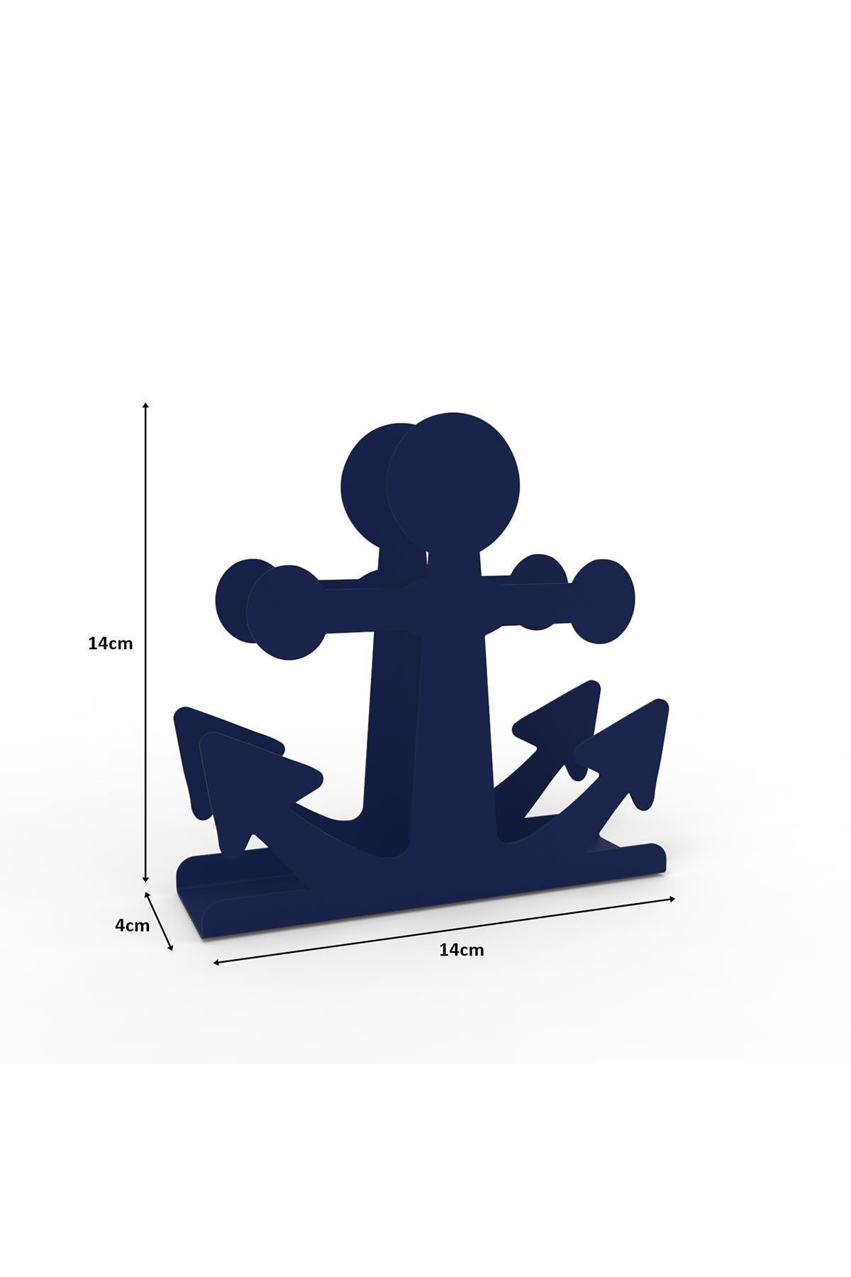 Decorelax Çapa Temalı Mavi Metal Peçetelik