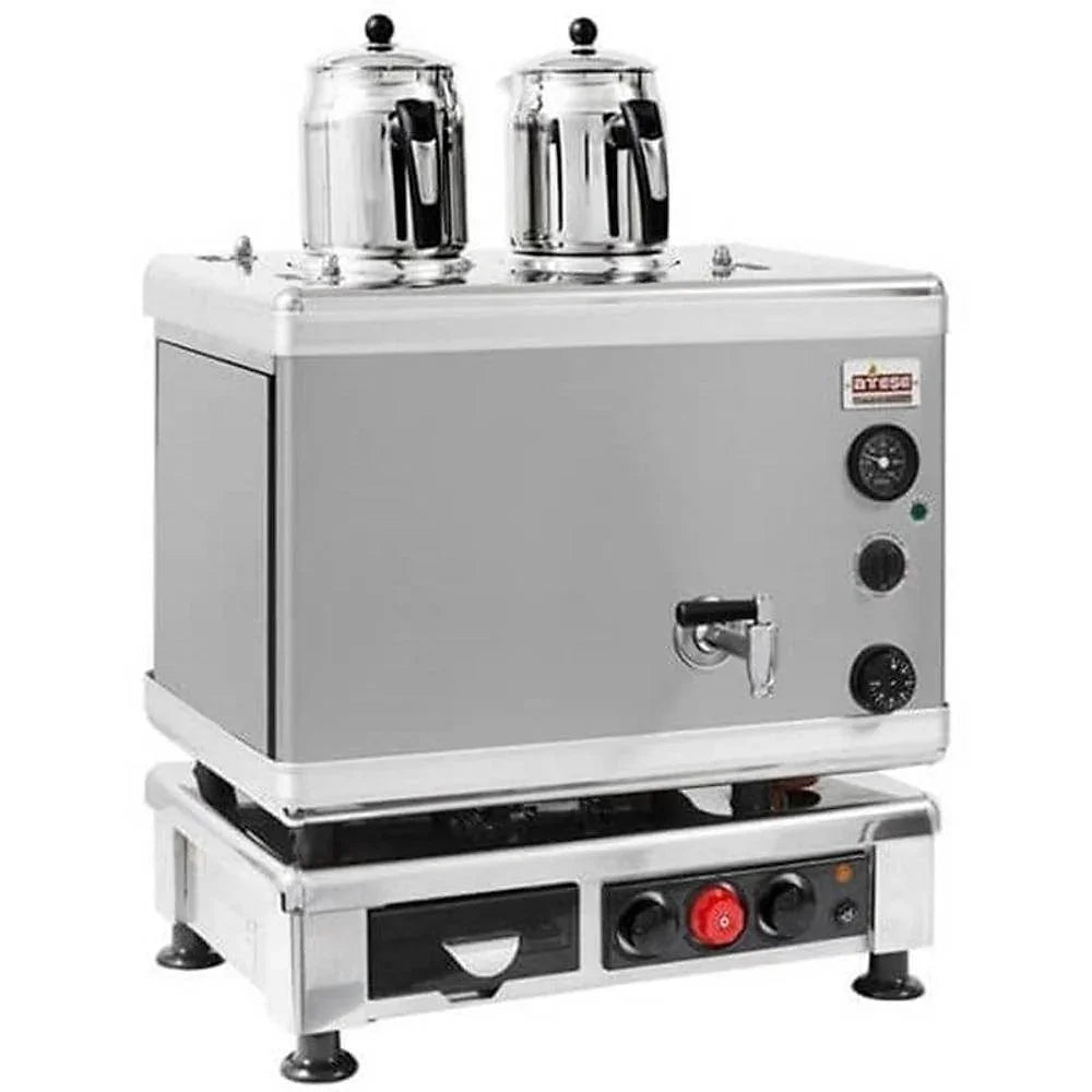 Ateşe GIGE02 Gold Otomatik Çay Kazanı, Gazlı & Elektrikli, 2 Demlik Kapasiteli, İnoks - Mutbaka Endüstriyel Mutfak Ekipmanları