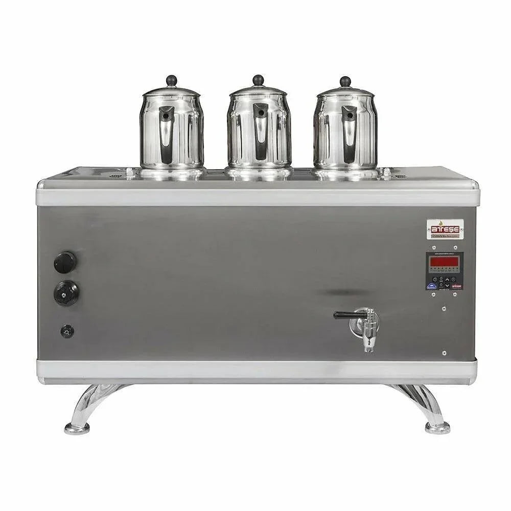 Ateşe TCIGE03 Titanium Compact Akıllı Dijital Çay Kazanı, Gazlı & Elektrikli, 3 Demlik Kapasiteli, İnoks - Mutbaka Endüstriyel Mutfak Ekipmanları