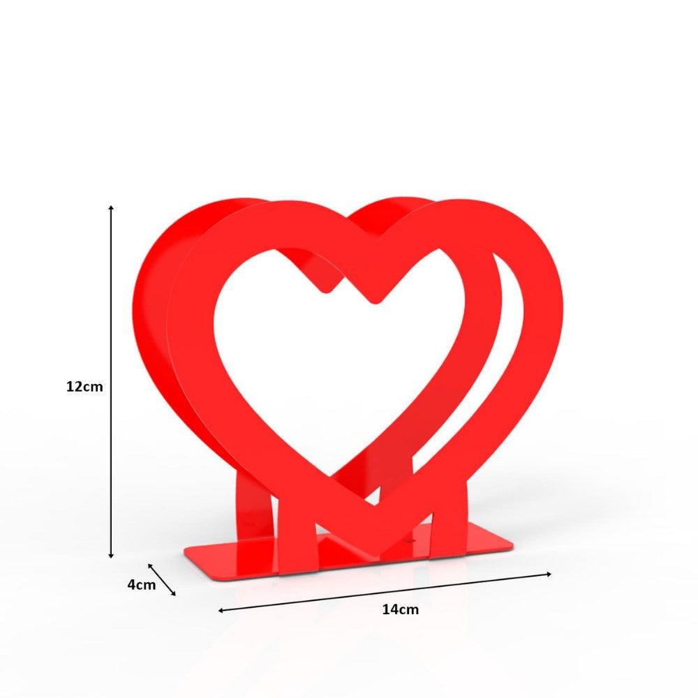 Decorelax Kalp Temalı Kırmızı Metal Peçetelik