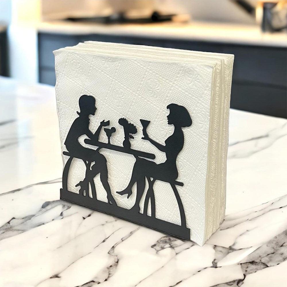 Decorelax Sohbet Temalı Siyah Metal Peçetelik