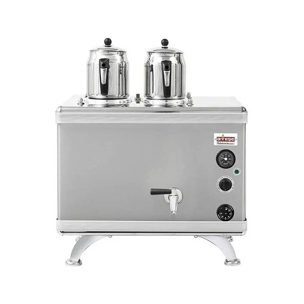 Ateşe GCIGE02 Gold Compact Otomatik Çay Kazanı, Gazlı & Elektrikli, 2 Demlik Kapasiteli, İnoks - Mutbaka Endüstriyel Mutfak Ekipmanları