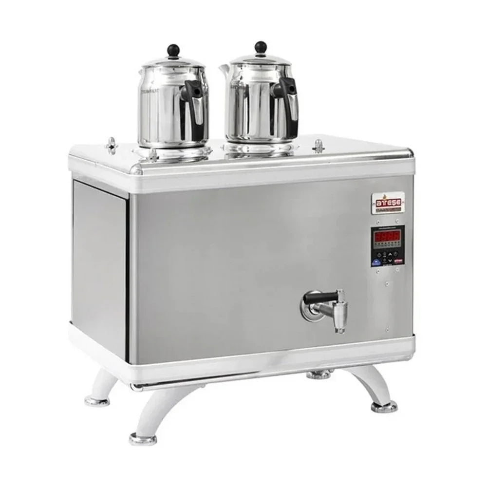Ateşe TCIGE02 Titanium Compact Akıllı Dijital Çay Kazanı, Gazlı & Elektrikli, 2 Demlik Kapasiteli, İnoks - Mutbaka Endüstriyel Mutfak Ekipmanları