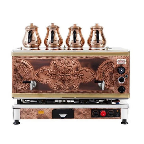 Ateşe GAGE05 Gold Otomatik Çay Kazanı, Gazlı & Elektrikli, 5 Demlik Kapasiteli, Bakır