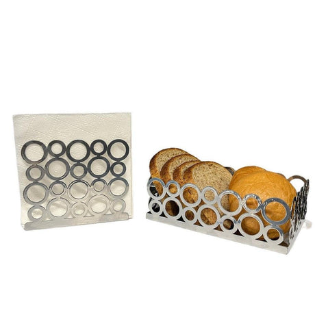 Decorelax Gümüş Renk 2'li Set Ekmek Sepeti ve Peçetelik