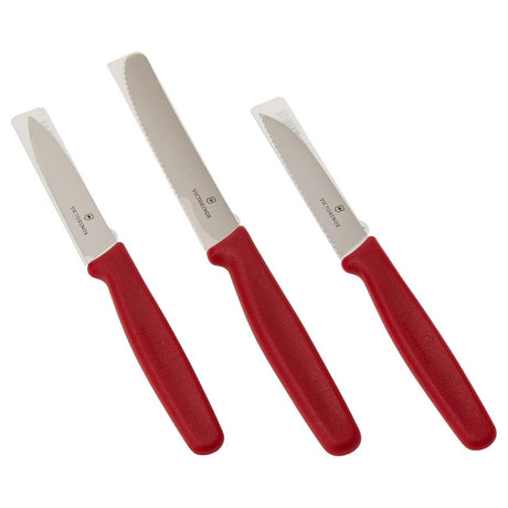 Victorinox VT 5.1111.3 Soyma Bıçağı Seti 3 Adet Kırmızı - Mutbaka Endüstriyel Mutfak Ekipmanları