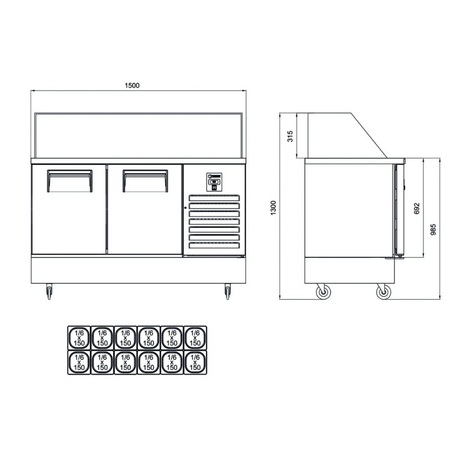 Iceinox FTS 650 CR Hazırlık Buzdolabı, 650 L, SS430, 4 Kapılı