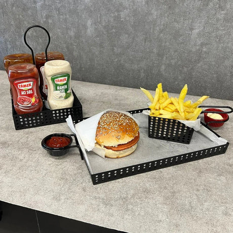 Decorelax Metal Cafe Sunum Tepsisi - Hamburger ve Fast Food Servis İçin Model-1