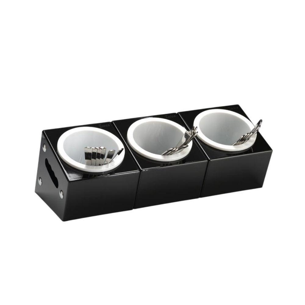 Zicco Polikarbon Çatal Kaşık Standı 3 Gözlü, 48x18x18 cm Siyah - Mutbaka