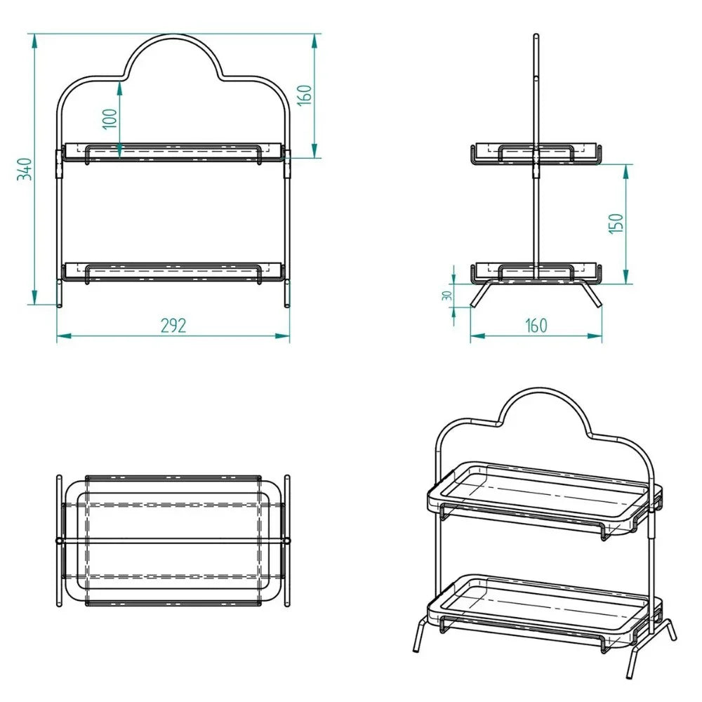 Decorelax 2 Katlı Ahşap Zeminliı 15x27cm Metal Standlı Ahşap Sunum Standı 
