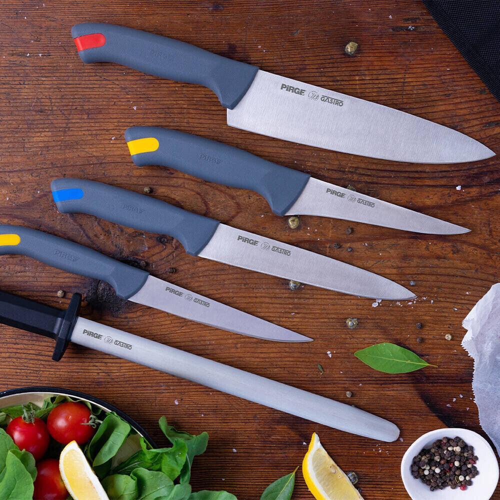 Pirge Gastro Çantalı 5'li Bıçak Seti Gri - Mutbaka