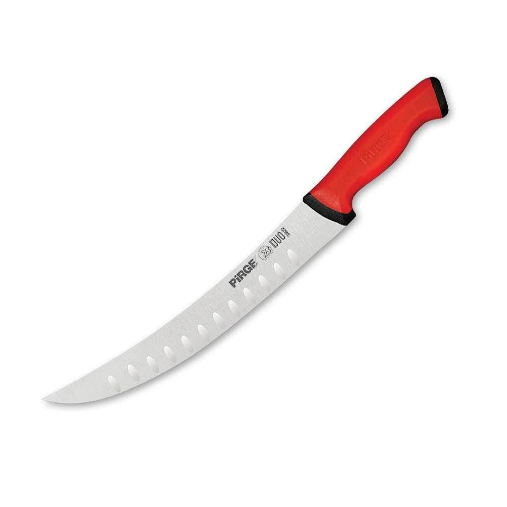 Pirge Duo Et Doğrama Bıçağı Kıvrık Oluklu 21 cm Kırmızı - Mutbaka