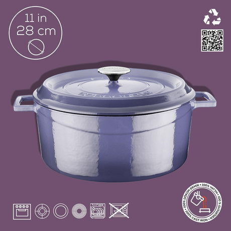 Lava Yuvarlak Döküm Tencere Trendy 28 cm Mor - Mutbaka