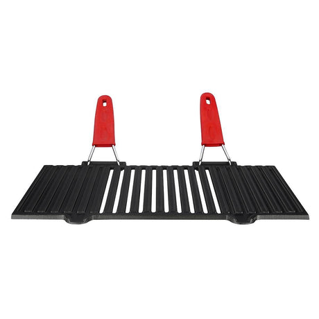 Lava Döküm Dikdörtgen Mangal Izgarası Silikon Paslanmaz Çift Tel Saplı 40x25 cm - Mutbaka
