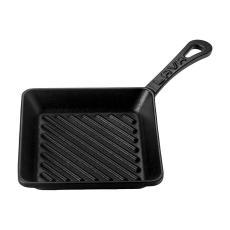 Lava Döküm Mini Kare Izgara Tavası Döküm Demir Yekpare Saplı 16x16 cm - Mutbaka