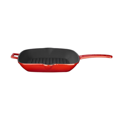 Lava Döküm Kare Izgara Tavası Döküm Demir Yekpare Saplı 26x26 cm Kırmızı - Mutbaka