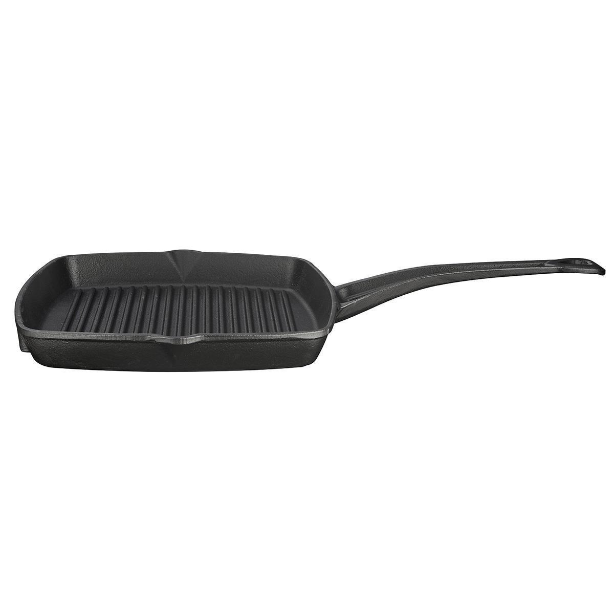 Lava Döküm Kare Izgara Tavası Döküm Demir Yekpare Saplı 26x26 cm - Mutbaka