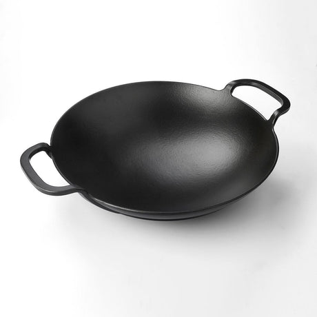 Lava Yuvarlak Wok Döküm Demir Yekpare Çift Kulplu 38 cm - Mutbaka