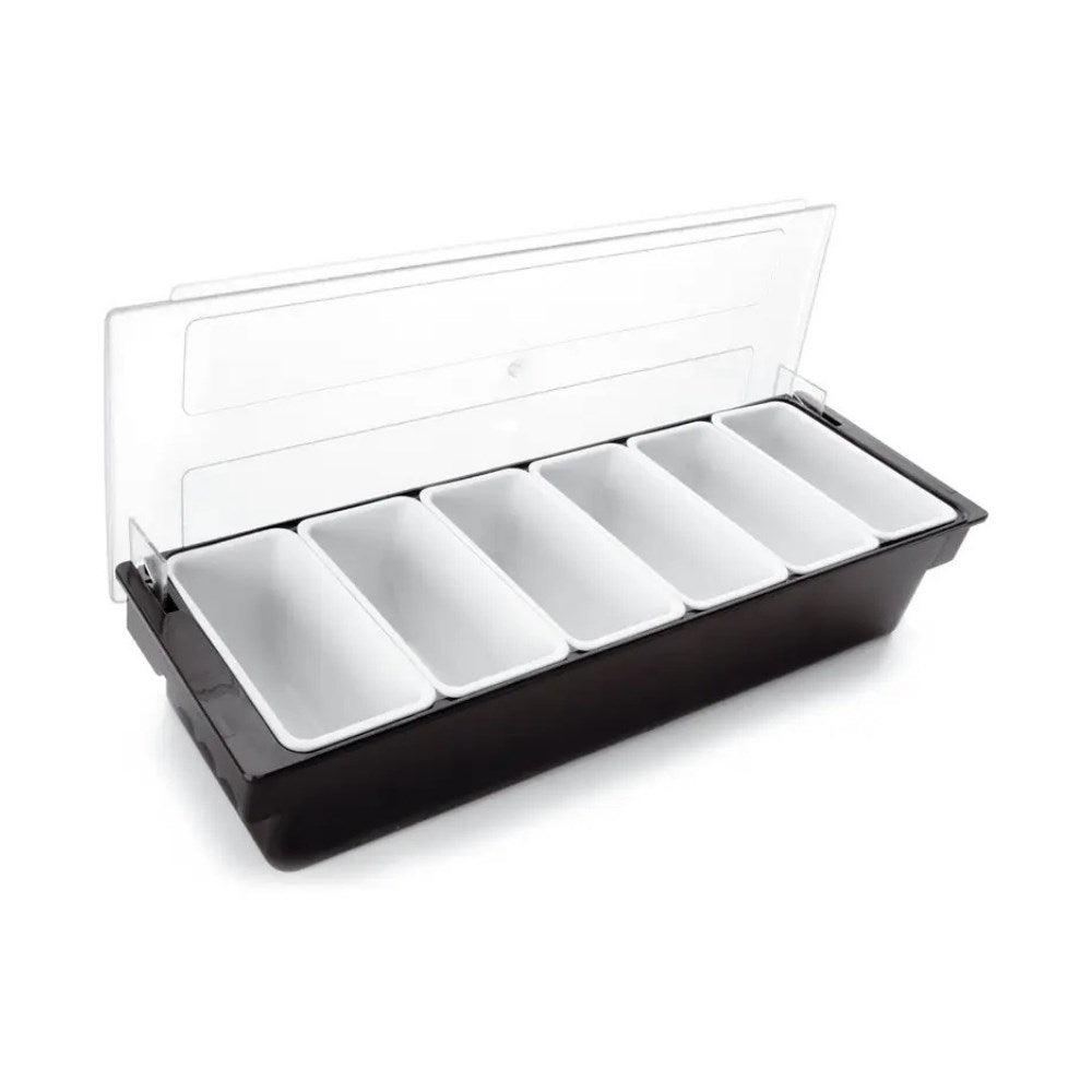 Zicco 6'lı Kapaklı Polikarbon Bar Konteynerı 50x16x9,5 cm Siyah - Mutbaka