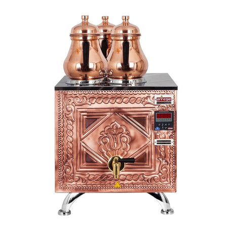 Ateşe TKSE03 Titanium Keyfchi Akıllı Dijital Çay Kazanı, Elektrikli, 3 Demlik Kapasiteli, Bakır