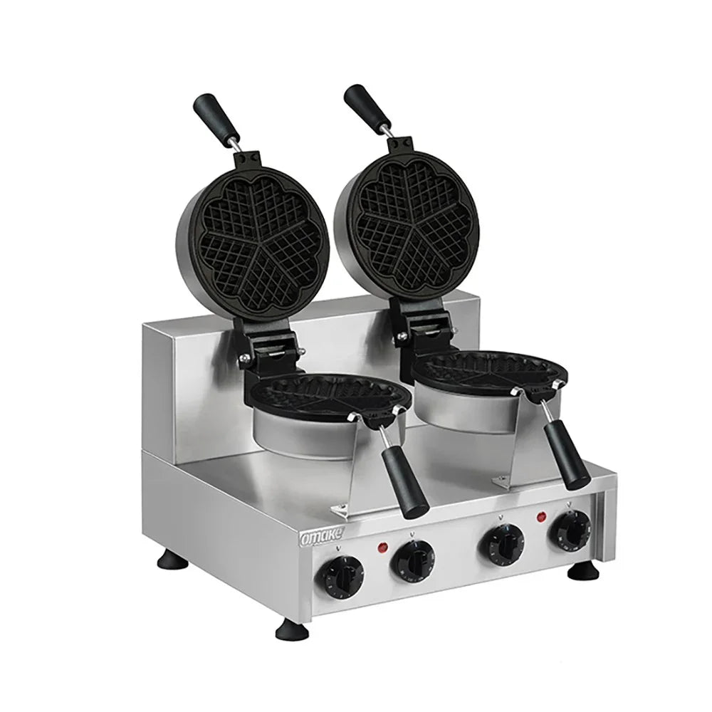 Omake WFL12.E22.0201 Çiftli Döner Yuvarlak Waffle Makinesi Kalp Model, Zamanlayıcılı, Elektrikli