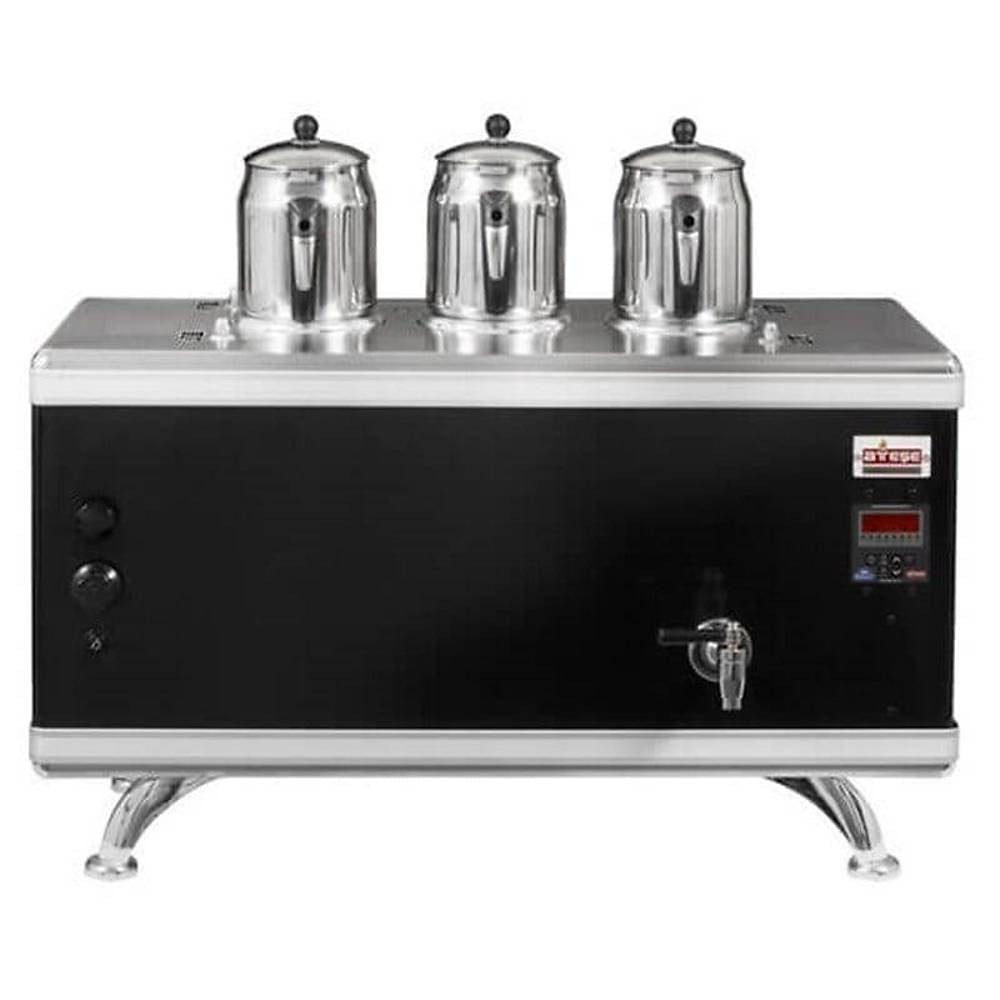 Ateşe TCSGE03 Titanium Compact Akıllı Dijital Çay Kazanı, Gazlı & Elektrikli, 3 Demlik Kapasiteli, Statik